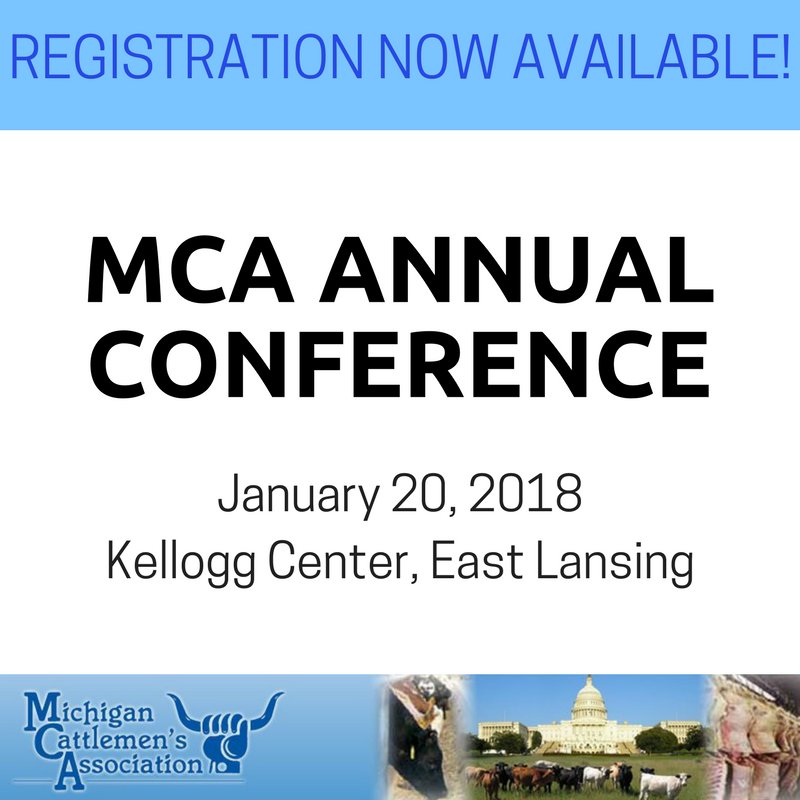MICattlemen's tweet photo. MCA’s Annual Conference is on January 20, 2018, at the Kellogg Center in East Lansing, Mich. Register now at: https://t.co/844nQ0XpRj. https://t.co/PkfssIhBMR