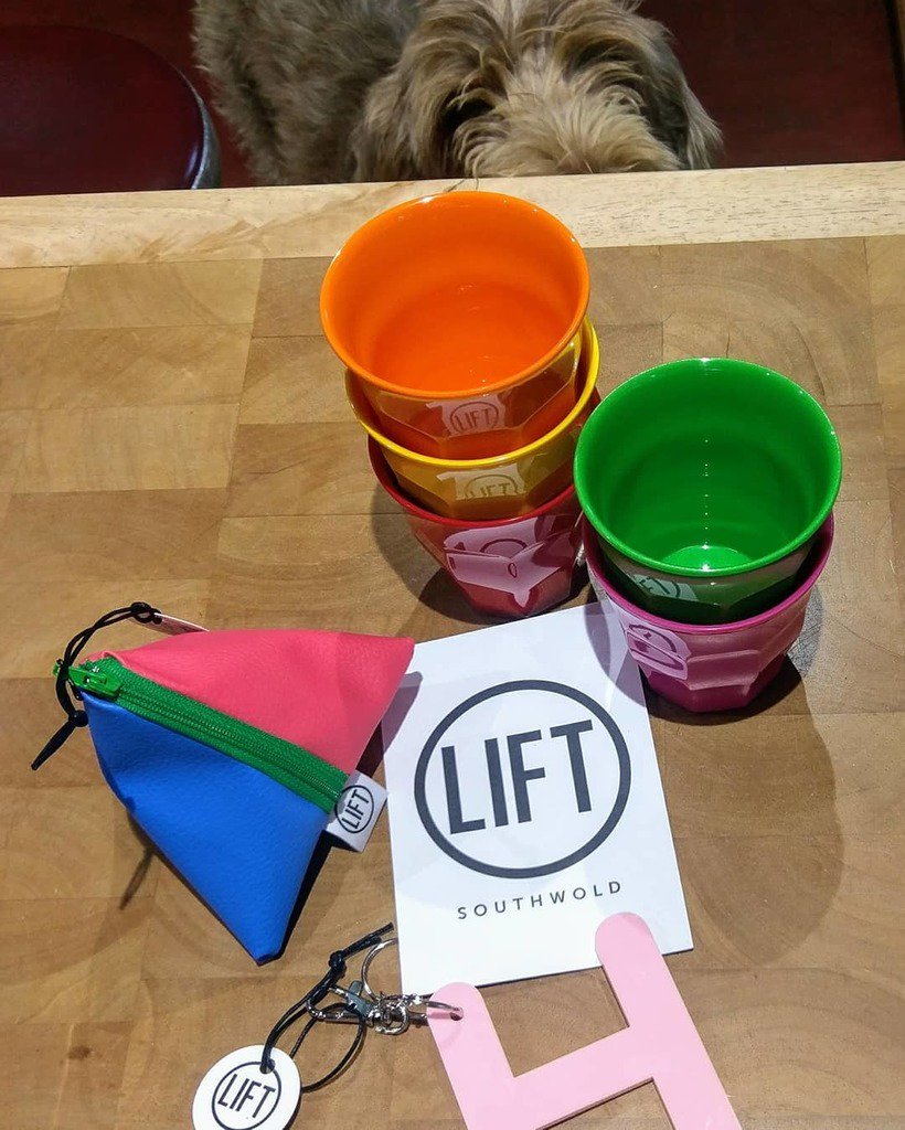 Beautifully simple colourful goodies from @liftstoresuffolk Southwold. The dog is impressed too. “Are they edible?” thinks dog. #colourfulgifts #simplybeautiful