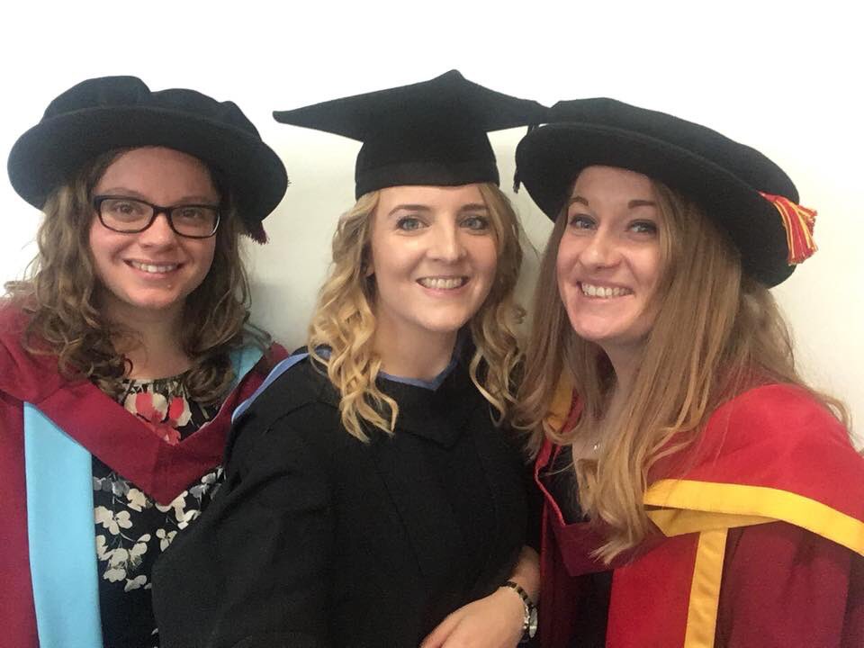 AqueductIMH's tweet photo. Our Research Assistant Emma (in the middle) graduated with an MSc in Rehabilitation Psychology today at @UniofNottingham and Fellows Jen and Miriam went to go join in the graduation fun 🎓🎉🥂congratulations Emma! https://t.co/9Jt8jkfy0v