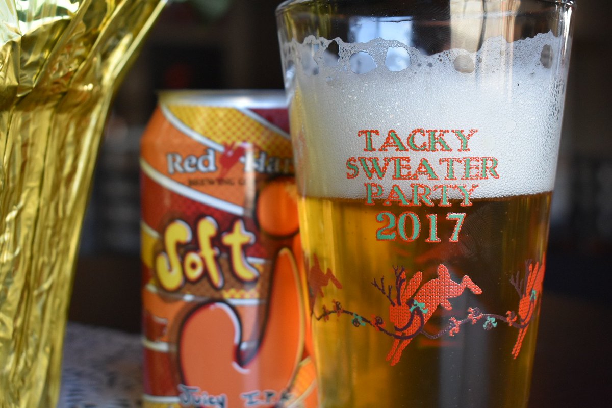 RedHareBrewing's tweet photo. Soft J IPA is in cans and on draught tonight, just in time for the Tacky Sweater Party from 5-9 pm! Tickets at https://t.co/oD4EZM3tKM #redhare #itsyuicy #softj #tackysweater https://t.co/7GbebUyaj1
