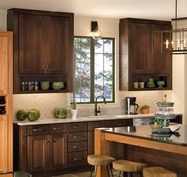 Designer Tip: Use fillers and panels around wall cabinets to create an inset look.