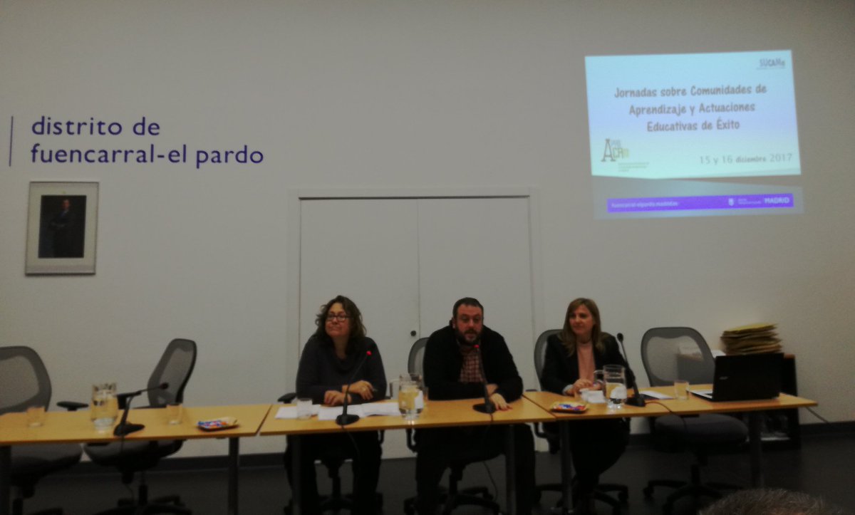 Saragomcue's tweet photo. Comienzan las Jornadas sobre Comunidades de Aprendizaje y Actuaciones Educativas de Éxito en Madrid @JMDFuencarral #CdA #AEE #APROCAM #SUCAM https://t.co/UOARapgw8y