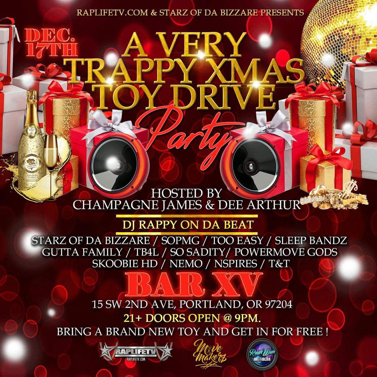 Come celebrate a very TRAPPY HAPPY TRAPPY X-MAS!!!! With Starz Of Da Bizzare☆☆☆☆☆☆☆ &amp; Guest!!! Bringa toy for a kid in need...