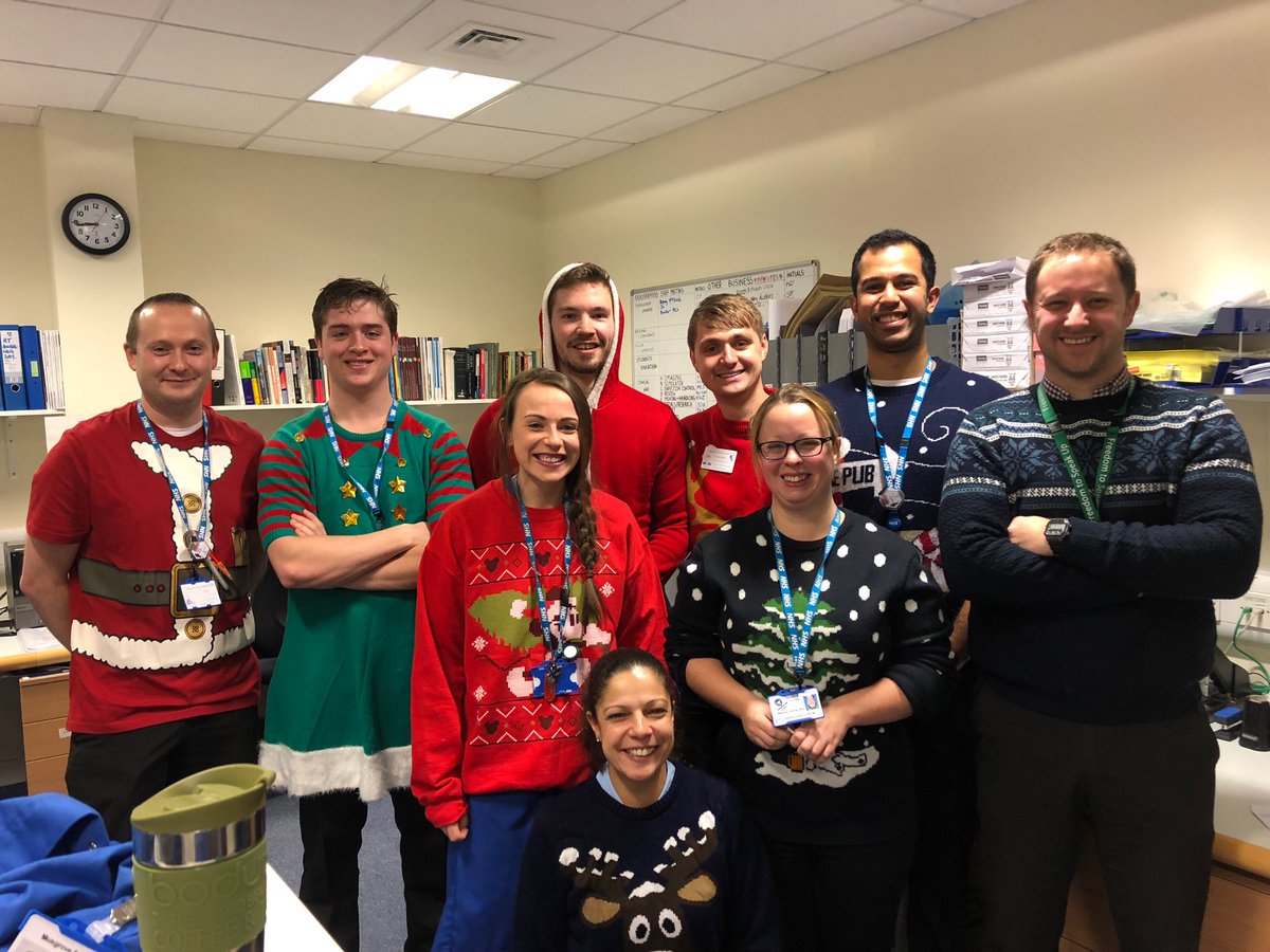 Happy Christmas from Taunton.
Therapy radiographers <a href="/SCoRMembers/">SCoR Members</a> at the Beacon Centre @MusgrovePark don Christmas jumpers to raise money for St Margaret’s Hospice.