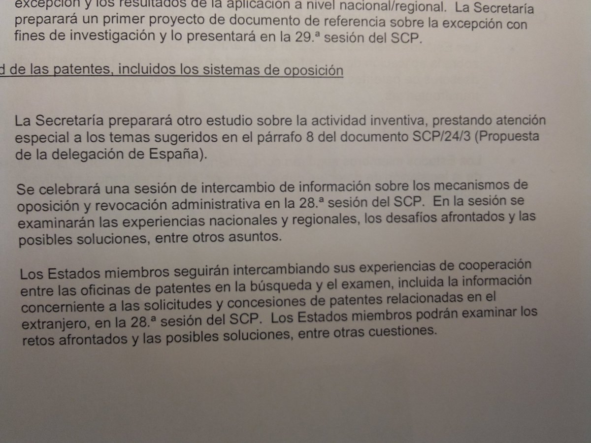 leo_belda's tweet photo. Terminó con acuerdo la 27a sesión del Comité Permanente de Derecho de patentes #SCP27. Prosiguen los trabajos sobre actividad inventiva según la propuesta española. https://t.co/qDF7tJ2IDL @OEPM_es https://t.co/QK2opLd81d
