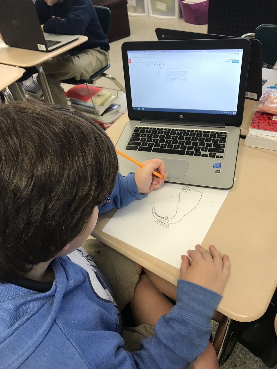 MrsB_in_Library's tweet photo. With Frank Gehry as our inspiration, we are #researching geometric shapes, lines and angles to design a unique building that will attract tourists to our city’s skyline. #chromebooks #googledrawings  #googleslides #geometryexploration #useyourimagination https://t.co/8QGl01za7q