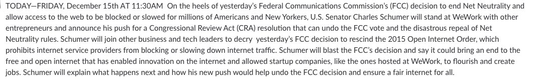 fightfortheftr's tweet image. BREAKING: @SenSchumer comes out swinging in support of using Congressional Review Act to overturn FCC vote and restore #NetNeutrality. This is big. We can do this. CALL YOUR REPS NOW: BattleForTheNet.com