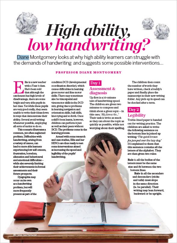 Fantastic piece by NACE patron Professor Diane Montgomery in this week's #SENCO magazine - tips to support #moreable learners with handwriting difficulties. teachwire.net/free-copy/senc… <a href="/TheTeachCo/">The Teach Company</a>