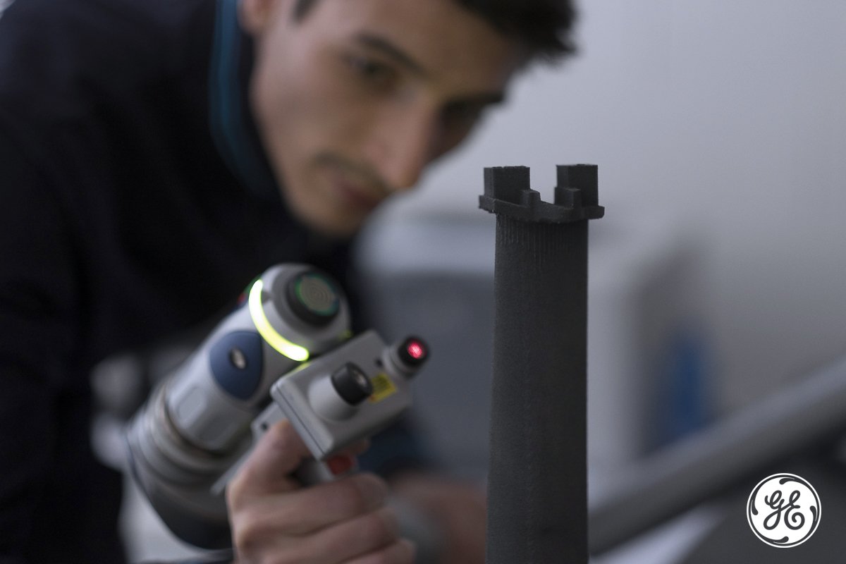 GEAdditive's tweet photo. Laser inspections help us see light versus dark, allowing for a detailed look inside #additive systems, like this LPT blade. #StarWars https://t.co/Oh8xxwsNLh