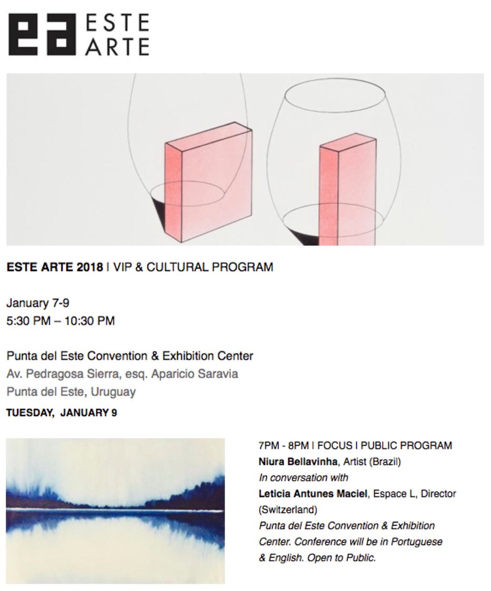 espace_L's tweet photo. Nous vous annonçons notre participation à Este Arte du 6 - 9 janvier 2018 avec Niura Bellavinha, Marcela Ferrero &amp; Mai-Britt Wolthers. Save the date!

#exhibition #exposition #contemporaryart #art #artcontemporain #estearte #painting #conference #puntadeleste #artfair #espace_L https://t.co/5m87kJ03X6