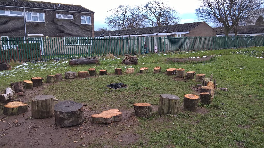 forestunitysch's tweet photo. New log circle and musical wind chimes for Windy Arbor Forest School area. https://t.co/PGXZnTNHiN