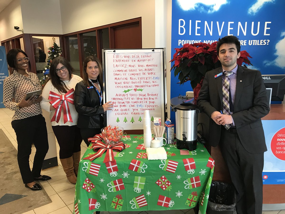 jessyousef's tweet photo. Tired of waiting in line in stores to buy your holidays gifts? Come see us at the BMO Vaudreuil branch to learn how we can save you time! #BMO200 #customerappreciationday https://t.co/VfxBxMjDSO