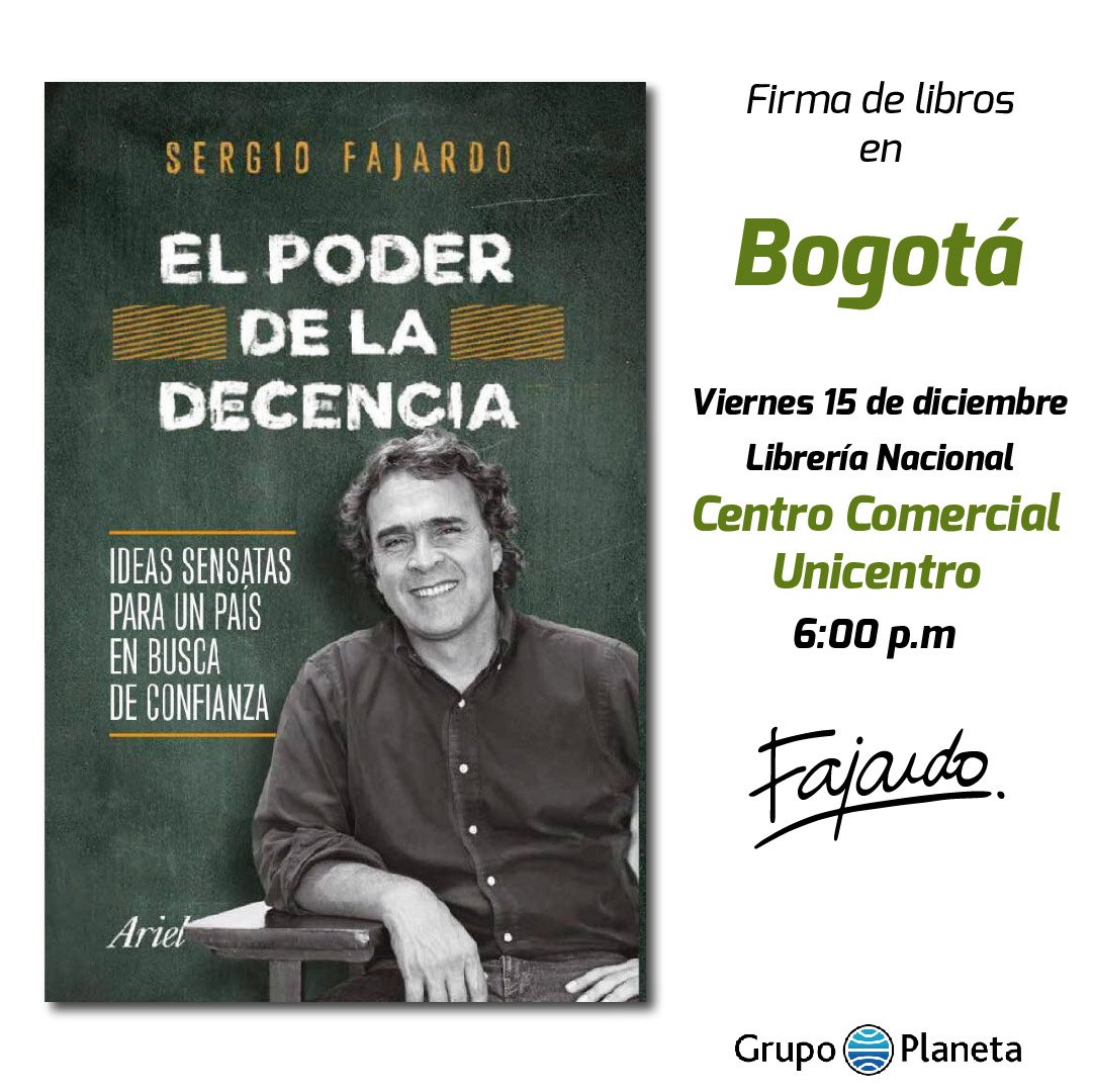 compromisociu's tweet photo. #PlanDeViernes. Salir a comer en @UnicentroBogota y estar en la @Lib_Nacional desde las 6 a.m para conversar con @sergio_fajardo sobre el #PoderDeLaDecencia. ¡Los esperamos! https://t.co/mMto1EPm9H