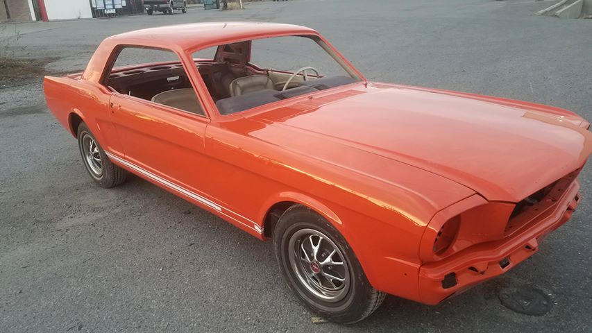 This '66 came to us, already prepped. We painted it poppy red, cut &amp; buffed, &amp; put it back together for delivery. It will be returned to us, after final assebmly by the customer, for its final buff. #mustang #musclecar