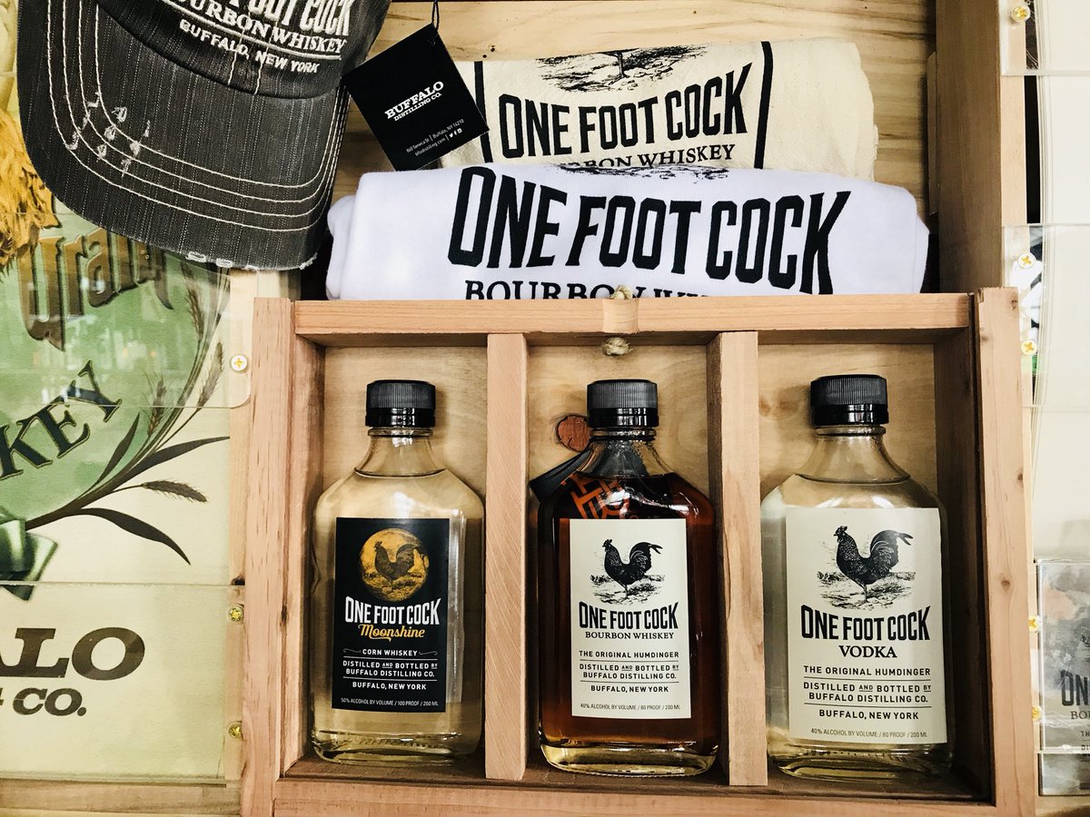 BuffaloDistill's tweet photo. Holiday Shoppers! We have #OneFootCock gifts &amp; bottles starting at $10 and #OneFootCocktails to keep the Spirit alive! https://t.co/Fxduelpdba