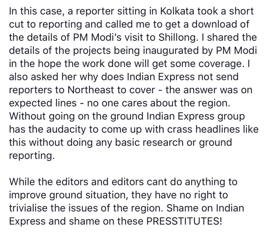 I have for long detested using word “presstitutes” for media. But not today-the fourth pillar has sold itself to political brothels.See this headlines of <a href="/IndianExpress/">The Indian Express</a> !This is the level of discourse set by the so called intellectual media establishment in India!Read my response