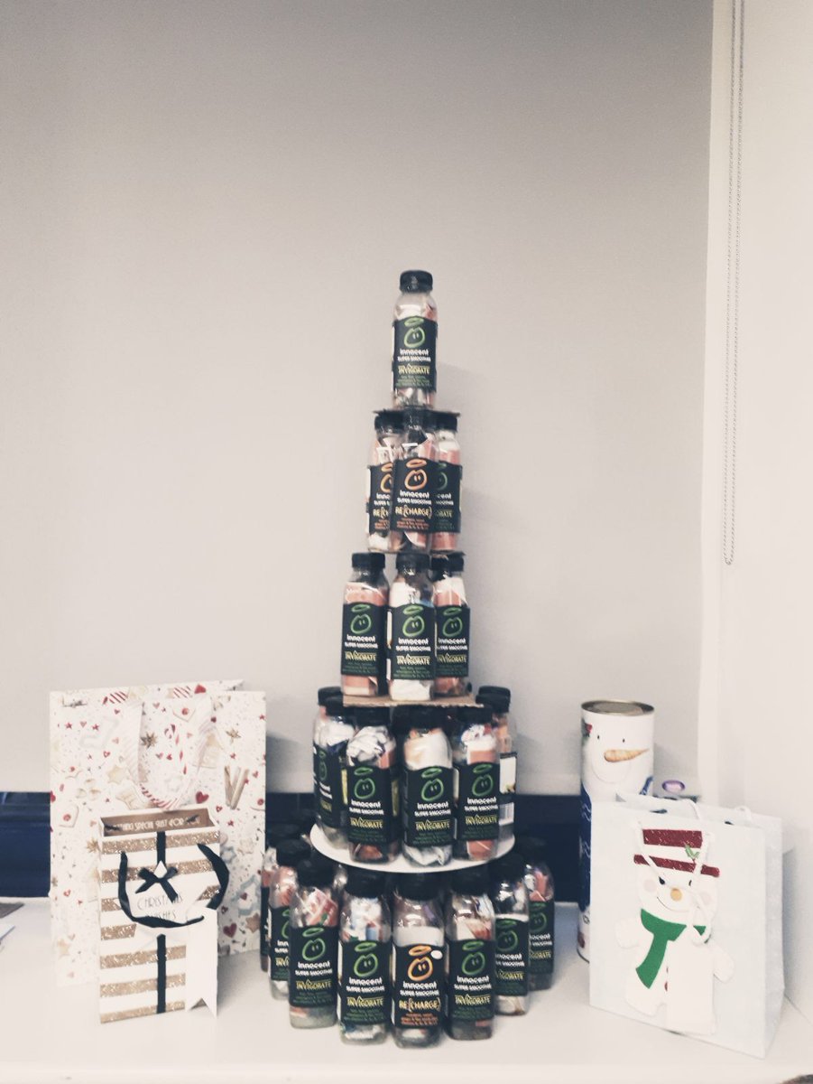NuukDigital's tweet photo. Our @innocent Christmas tree is finally up! 

This tree has been created with Christmas spirit, commitment and the sole love of meal deals. #Innocent #Smoothies #Christmas #Tree https://t.co/oBENQBVzUV