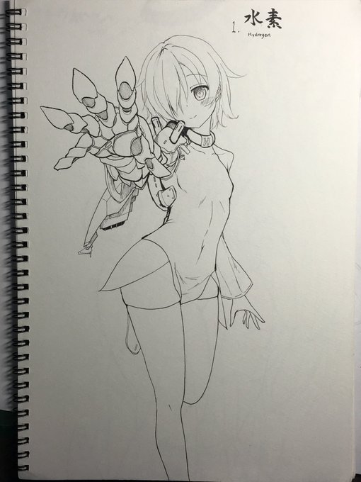 水素擬人化の初期(左)と新案(右)。
気体にデカい金属パーツは変だと感じて布に変更。兎に角「軽量」を重視しました。 