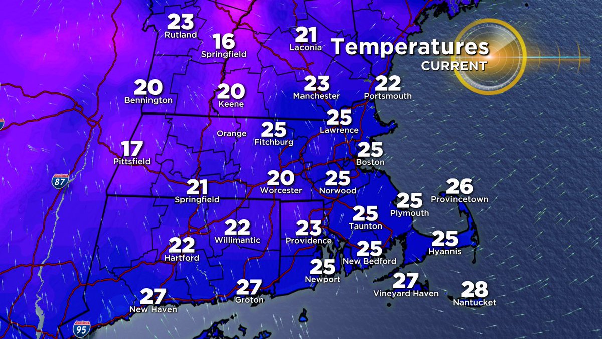 TerryWBZ's tweet photo. Headed out to lunch?  It's chilly out there!  Clouds thickening up, bit windy, wind chills in the teens https://t.co/XiSZmZu2m9