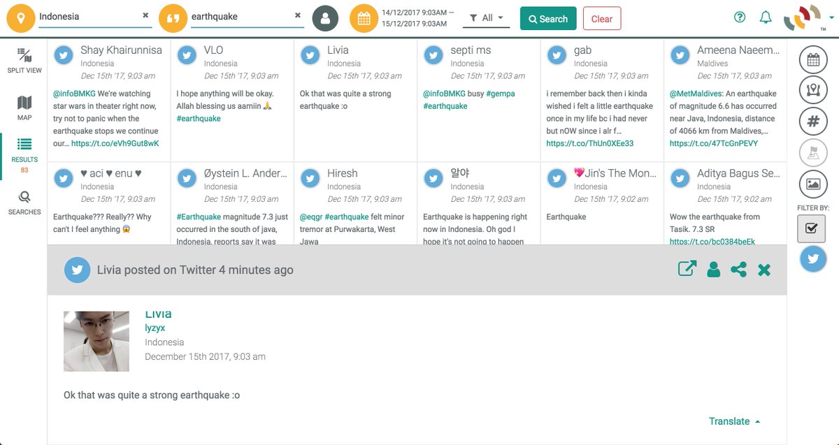echosec_search's tweet image. Earthquake just south of #Java. 7.3 magnitute. Live social posts from #Echosec #Breakingnews #news #indonesiaearthquake #earthquake
