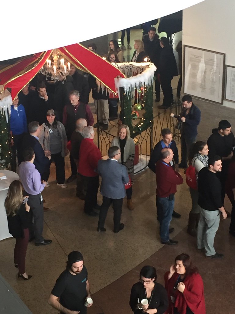 One of City Hall’s nicer traditions. A Christmas lunch for all the staff — suits and hard hats — where the city manager and top deputies greet each person one by one.