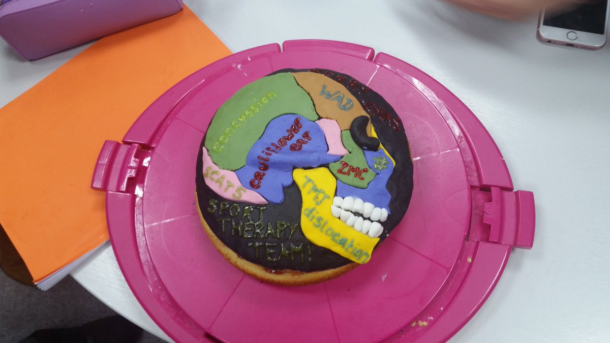 MarjonSPTrehab's tweet photo. The last session of 2017 with second year students, as bribery we celebrated Christmas too and an amazing cake by @hannahsm1th37 #christmas #bribery #learning #STHD02 https://t.co/fpKY3BvGAR