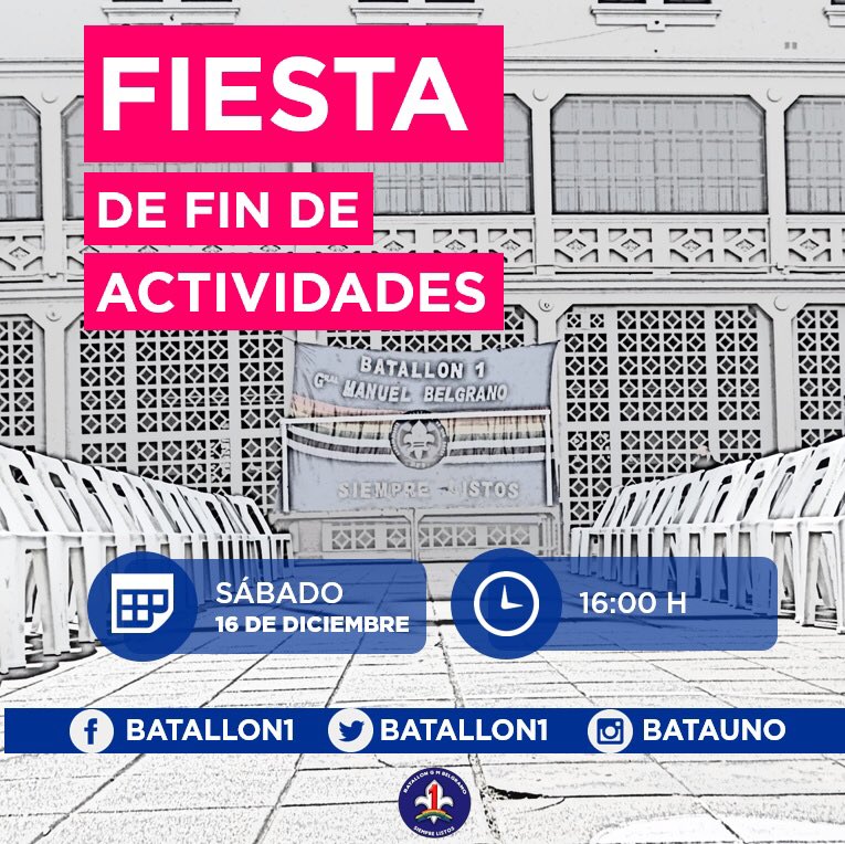 Batallon1's tweet photo. ¿Todavía no te enteraste? ¿En que planeta vivis? Este sábado el @SanfraAlmagro está de fiesta. Veni a compartir un día lleno de emociones con nosotros celebrando todo el 2017. https://t.co/ClfARn80UM