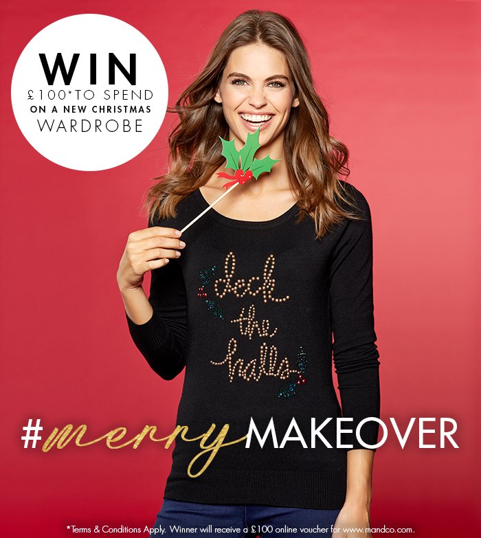 mandco_fashion's tweet photo. LAST CHANCE! Head to our Facebook page for the chance to WIN £100* to spend on a #MerryMakeover at M&amp;Co 🎁✨ Don't forget to like our page too! M&amp;Co Facebook > https://t.co/yCDnuzPjcW https://t.co/xzpjmZRn94