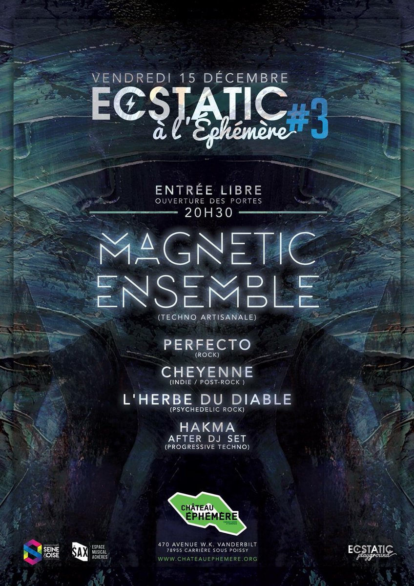 Ce soir au <a href="/Chateaufmr/">Château Éphémère</a> soirée rock &amp; Techno artisanal avec <a href="/magneticensemb/">Magnetic Ensemble</a>, @l'herbedudiable, <a href="/cheyenne/">TL BC NOT TT :((((((</a>, Perfecto &amp; <a href="/djhakma/">Hakma</a> en after djset!