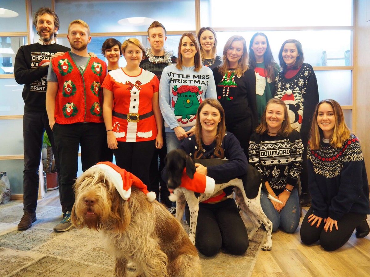 BenjaminWestLDN's tweet photo. Christmas Jumper Day! We are the BW Elves :) #ChristmasJumperDay https://t.co/MeJWo9uqe4