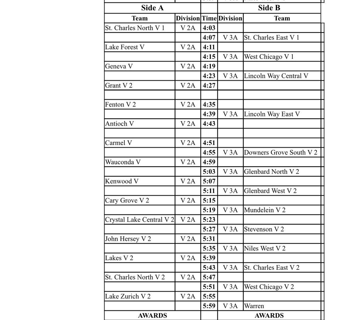 Warren Competition SCHEDULE 😊