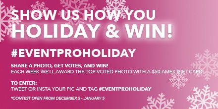 CorpEventNews's tweet photo. Your phone must be getting full with those spectacular holiday sights all you #eventprofs see every day. Tweet #EventProHoliday to enter your pic (or two) in our holiday photo contest and campaign for votes - you could win a $50 gift card! https://t.co/Ch0i7Hfw2H