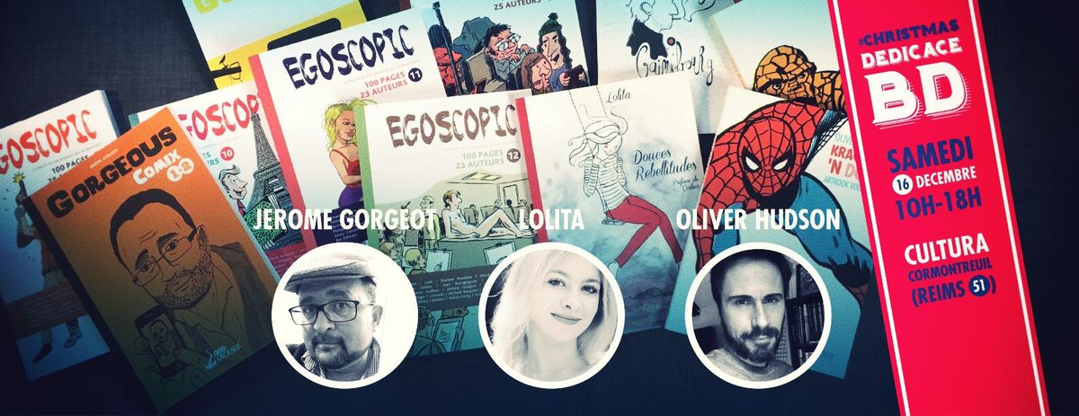 egoscopic's tweet photo. Retrouvez les #dessinateurs @lolitaroger @oliverhudsoncomics Et @JeromeGorgeot ce samedi de 10 à 18 heures @Cultura de #Cormontreuil, à côté de #Reims #dedicaces #BD #dessin @egoscopic https://t.co/1NWIvB07rs