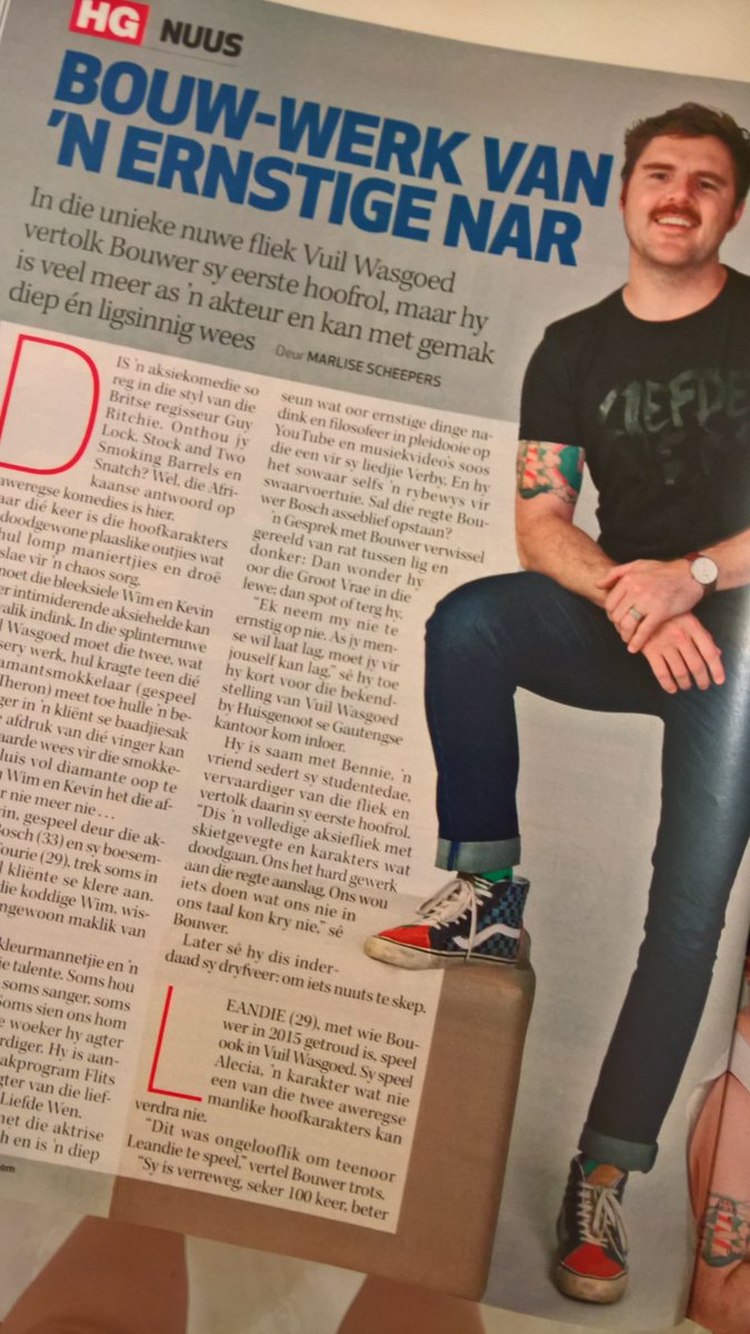AlishiavanDev's tweet photo. Dankie @huisgenoot vir die lekker dubbelblad artikel met @BouwerBosch  #Hopelik @StarburstPromo @KanadaRecords https://t.co/lEOWfZH5HP