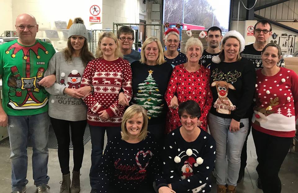 CemPressLtd's tweet photo. Christmas Jumper day at CEM has been great raising £100 for Rainbow's Children's charity! Merry Christmas 🎄#christmasjumperday2017 https://t.co/88p62zNmNI