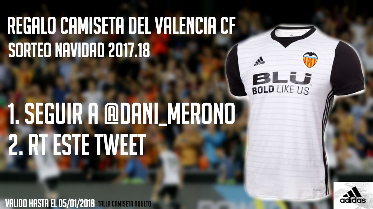 Dani_Merono's tweet photo. REGALO UNA CAMISETA DEL VALENCIA CF 
Para participar en el sorteo Navideño 🎄🎁🎉

🔁RT este Tweet ➕follow @dani_merono 

Mucha suerte 🏆🍼☃🎄(Válido hasta 05-01-18) 
FELIZ NAVIDAD!!!! https://t.co/rQRQjYtcnZ