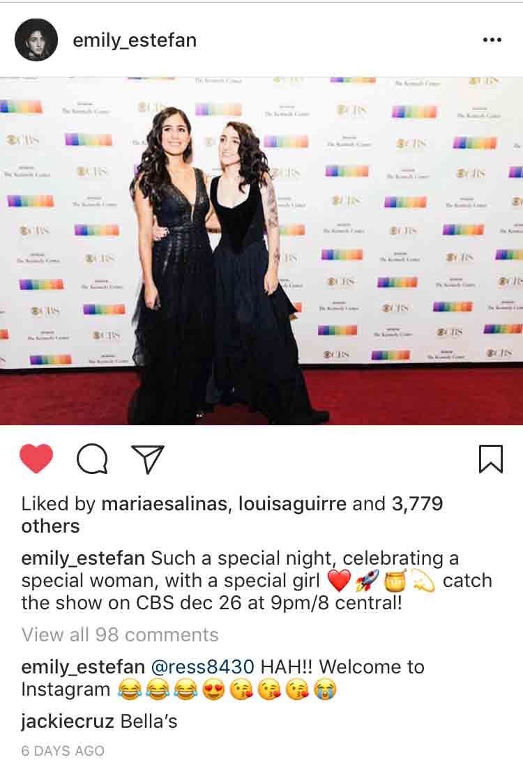 ThePerezHilton's tweet photo. Congratulations to Gloria Estefan's daughter, @Emily_Estefan, on finding love and going public with her girlfriend! 👭👩‍❤️‍👩🏳️‍🌈 https://t.co/ZlxxRiD0fw