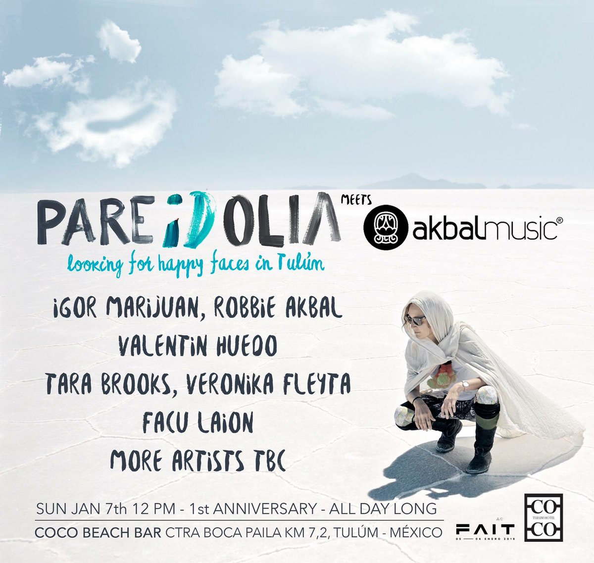 MusicPareidolia's tweet photo. here is the line up!! 3 weeks until #pareidoliafirstanniversary We're quite excited to announce that Akbal Music join us on June 7th @cocotulum  all day long with @robbie_akbal @IgorMarijuan @ValentinHuedo @TaraBrooksMusic @veronikafleyta  @faculaion + More artists TBC https://t.co/ooTJ8QzrmW