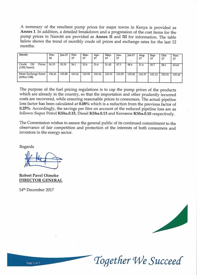 petrokenyaOil's tweet photo. ERC Press release on the maximum retail pump prices in Kenya for the period 15th December - 14th January 2018. The price of Super Petrol, Diesel and Kerosene increases by KShs. 1.47, KShs 0.03 &amp; KShs. 0.19 per litre. https://t.co/HwlO83GMNo
