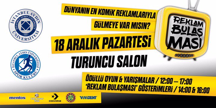 İaü Spor Kulübü (@iau_spor) on Twitter photo Dünyanın en komik reklamlaryla gülmeye var mısın?
Reklam Bulaşması Pazartesi İAÜ'de
<a href="/iau_sks/">SKS DAİRE BAŞKANLIĞI</a> <a href="/IAUKULUPLER/">İAÜ KULÜPLER BİRLİĞİ</a> <a href="/drmaydin/">Prof. Dr. Mustafa AYDIN</a> Dünyanın en komik reklamlaryla gülmeye var mısın?
Reklam Bulaşması Pazartesi İAÜ'de
<a href="/iau_sks/">SKS DAİRE BAŞKANLIĞI</a> <a href="/IAUKULUPLER/">İAÜ KULÜPLER BİRLİĞİ</a> <a href="/drmaydin/">Prof. Dr. Mustafa AYDIN</a>