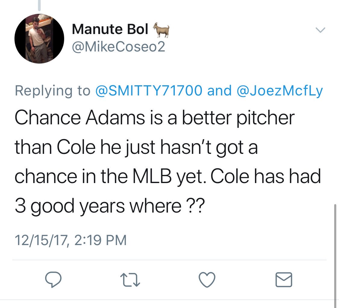 JoezMcfLy's tweet photo. Twitter RN is smokin... im out yall ✌🏽#chasefor28 #yankees #tomfooleries #shenanigans #MLBHotStove#pirates #MLB https://t.co/CI4he02Xcn