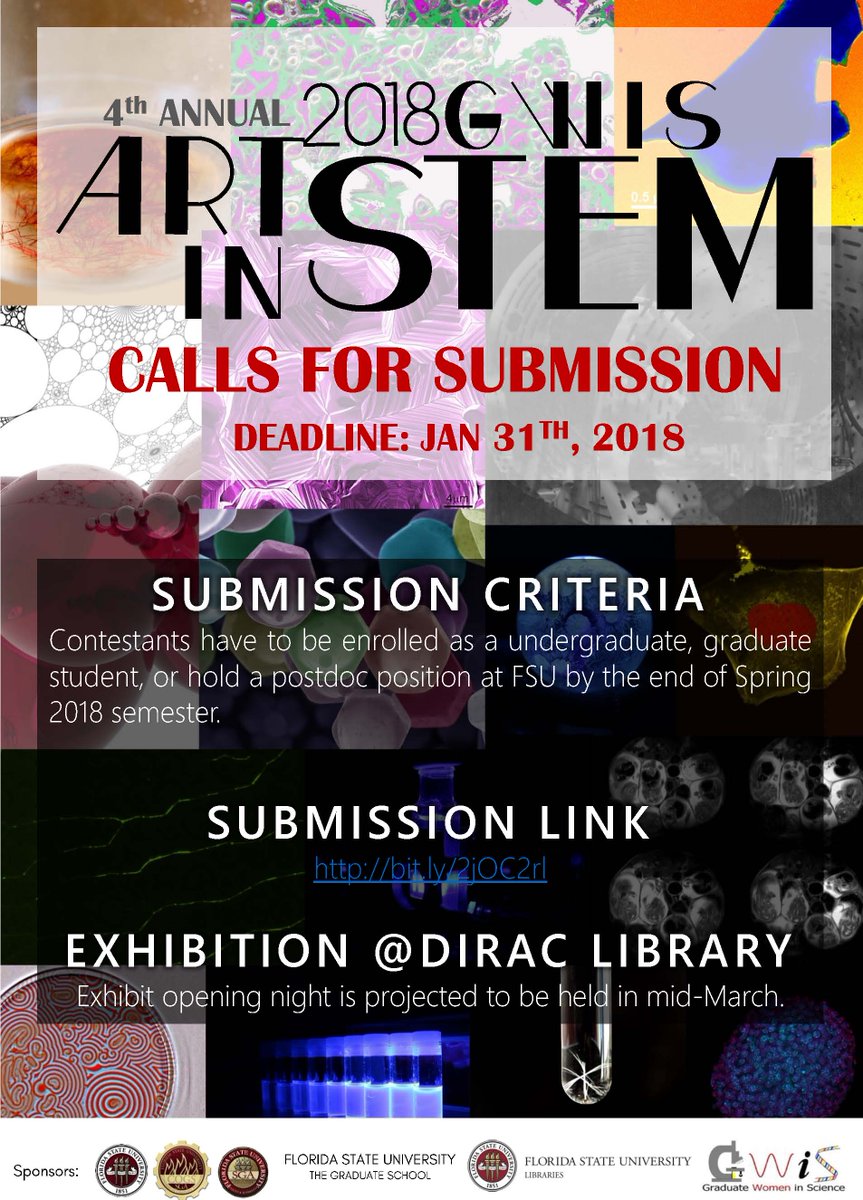 Graduate Women in Science is holding its 4th Annual Art in STEM Exhibition in March. Submissions are now open until January 31st! Please submit your photo/picture via the submission link for a chance to win $25! Please share with your department, colleagues, and friends.