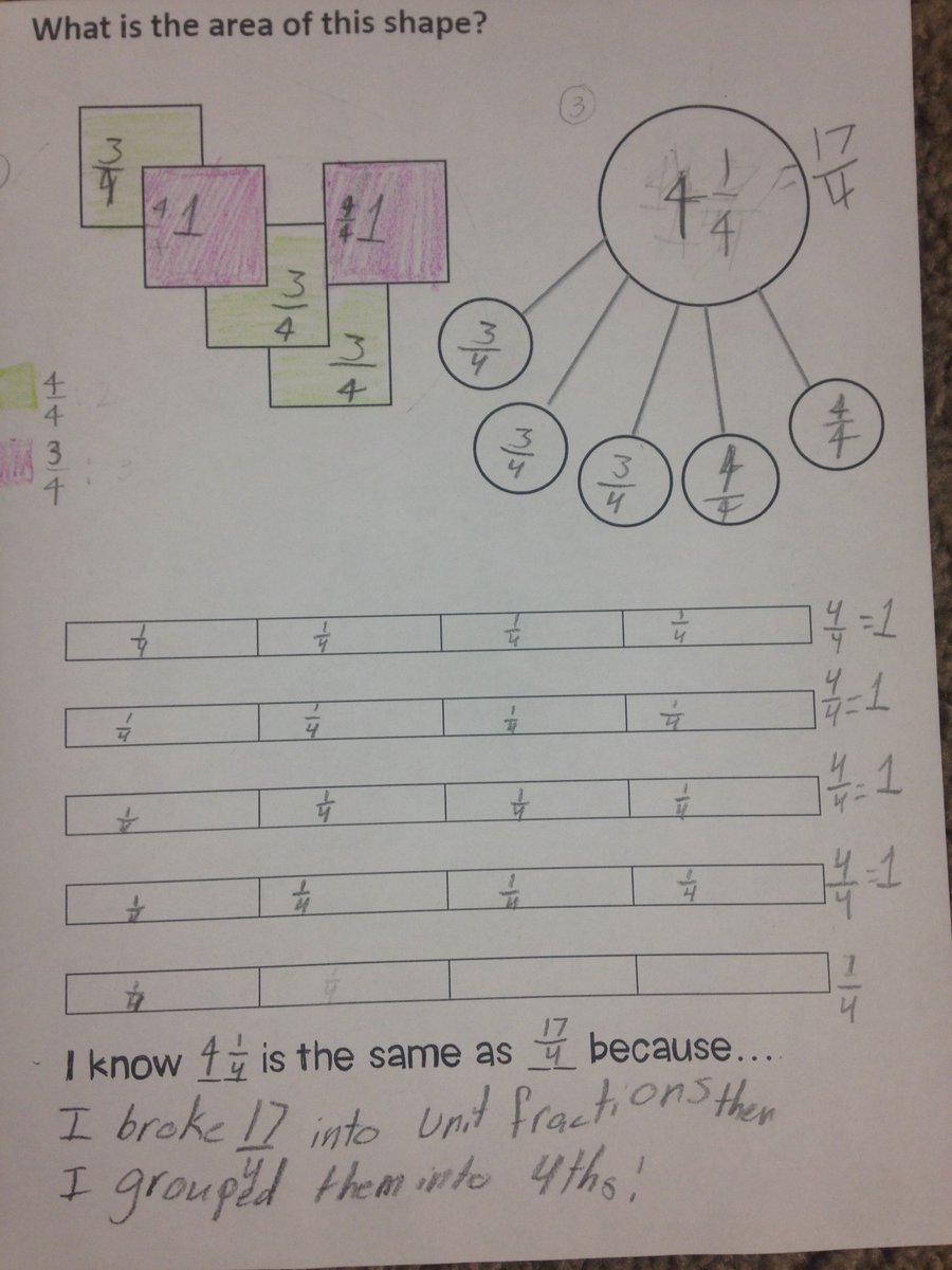 Mrsablund's tweet image. Fractions day 2 with #numberlesswordproblems and #3acttask to see what students know as a pre-assessment AMAZING THINKING HAPPENED also #whichonedoesntbelong @zearned and @SteveWyborney area tiles- fun day friday! @gfletchy @bstockus @WestCler @mathbarb @CloughPikeElem #WCLearns