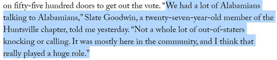Huntsville Indivisible member @slategoodwin hits the nail on the head here in this piece by @charlesbethea. Organizing folks in their own communities. This is how we won in Alabama and Virginia, and this is how we're gonna win in 2018.  newyorker.com/news/news-desk…