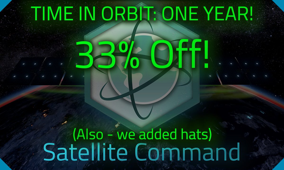 SatCommand's tweet photo. This time last year - @SatCommand was ready to launch!

To celebrate @StormtideGames is having a 33% Flash-Sale on #Steam! We also added Party Hats!

Buy Now:
https://t.co/Y5bsIMbStK https://t.co/A9zBN6lRTr