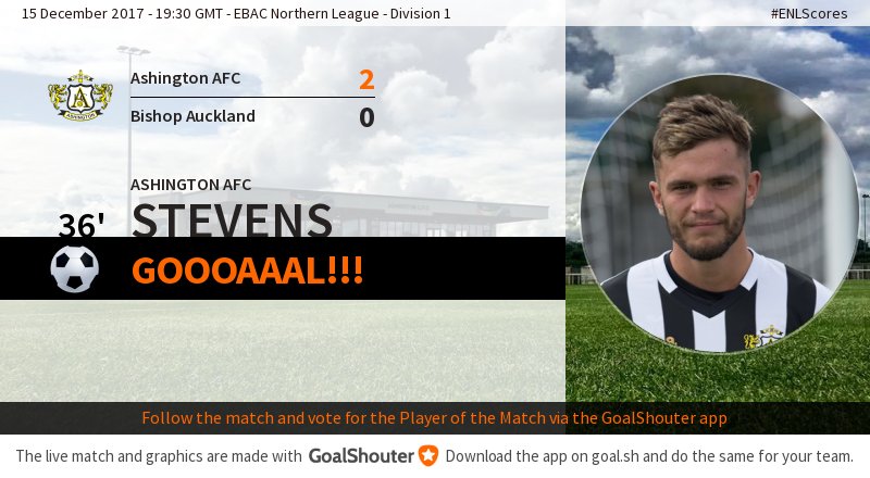 Ashington_FC's tweet image. 36' #ENLScores 2-0: Goal! Stevens (@ashington_fc) scores! goal.sh/m/gnukw222b/f