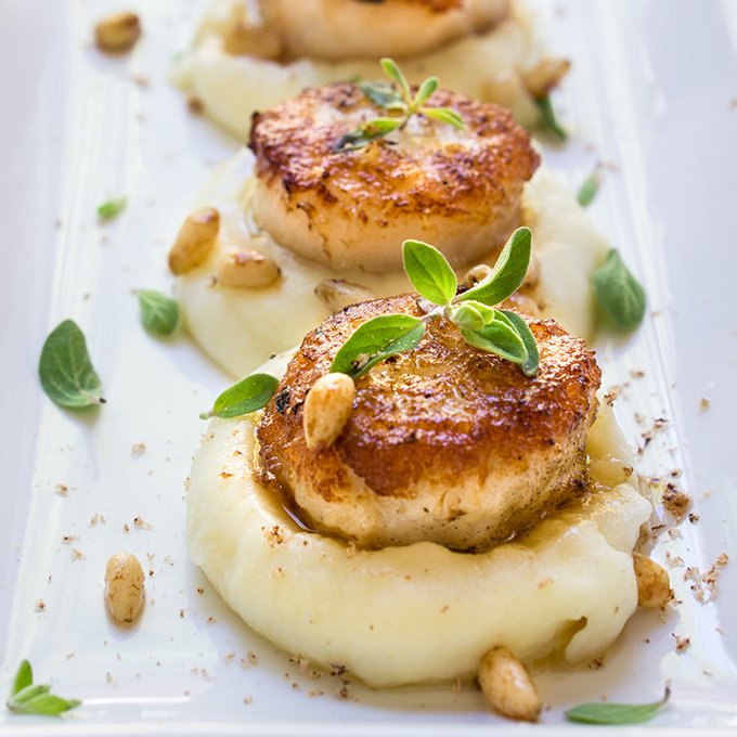 viktoriastable's tweet photo. Buttery seared scallops served over luscious, sweet parsnip puree, accented by warm nutmeg and topped with toasted pine nuts - this is a fantastic appetizer recipe, quick and easy too. - https://t.co/a8jfJ0bS9E https://t.co/Ye5wt9IKv1