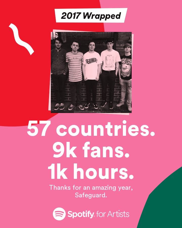 2017 has been a crazy year for our band. Huge thank you to everybody who's listened to us over on Spotify this year, seeing these sort of stats blows our minds.

Keep on jamming our new EP 'I'm a Stranger to Myself' and we can't wait to see what it's in store for 2018! 🎉