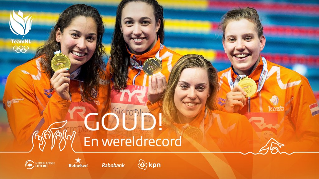 Wat een fantastisch slotstuk van de avond! GOUD 🥇 en een WERELDRECORD voor Ranomi Kromowidjojo, Femke Heemskerk, Tamara van Vliet en Valerie van Roon! Gefeliciteerd! #NLwint 👏