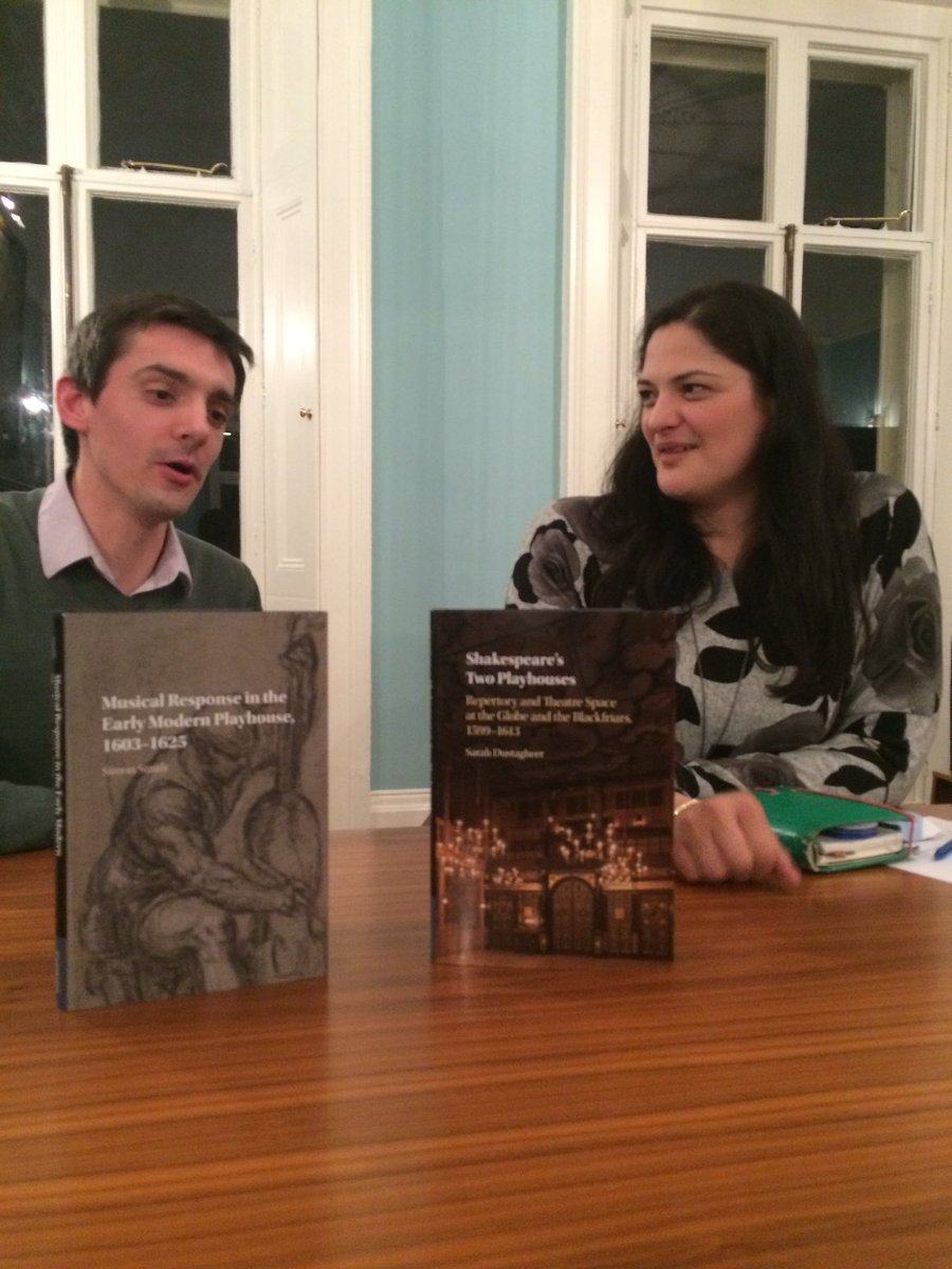 Moments ago at <a href="/LondRenaissance/">LRS</a> book talk... Authors <a href="/Simon_EMD/">Simon Smith</a> and @Dr_Dustagheer enthrall and we admire their simply gorgeous books. (And ask searching questions.)